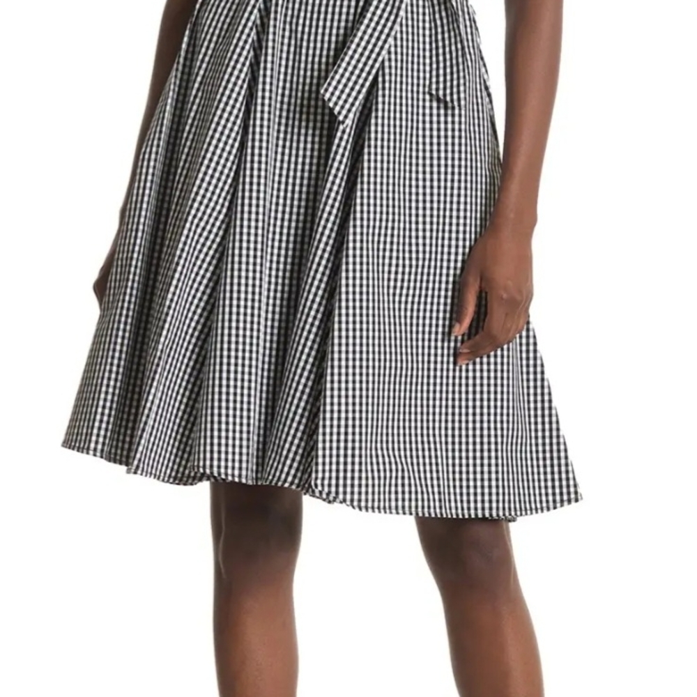 Calvin Klein Collection Black and White Gingham Midi Dress